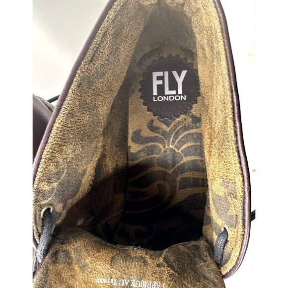 Fly London Womens Boots Leather Ankle Wedge Heel Lace-Up Burgundy 39 US 8-8.5 - Picture 10 of 13